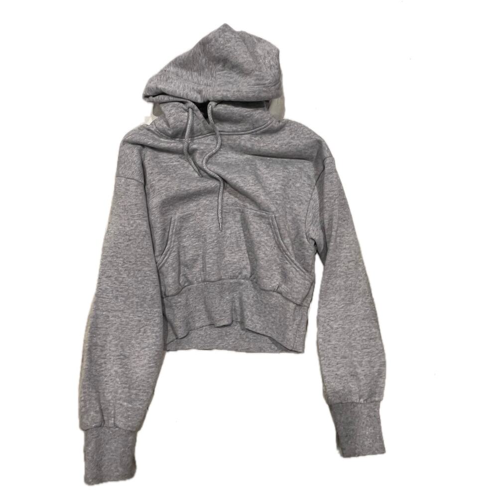 Reflex Cropped Gray Pullover Hoodie Womans M (8-10)